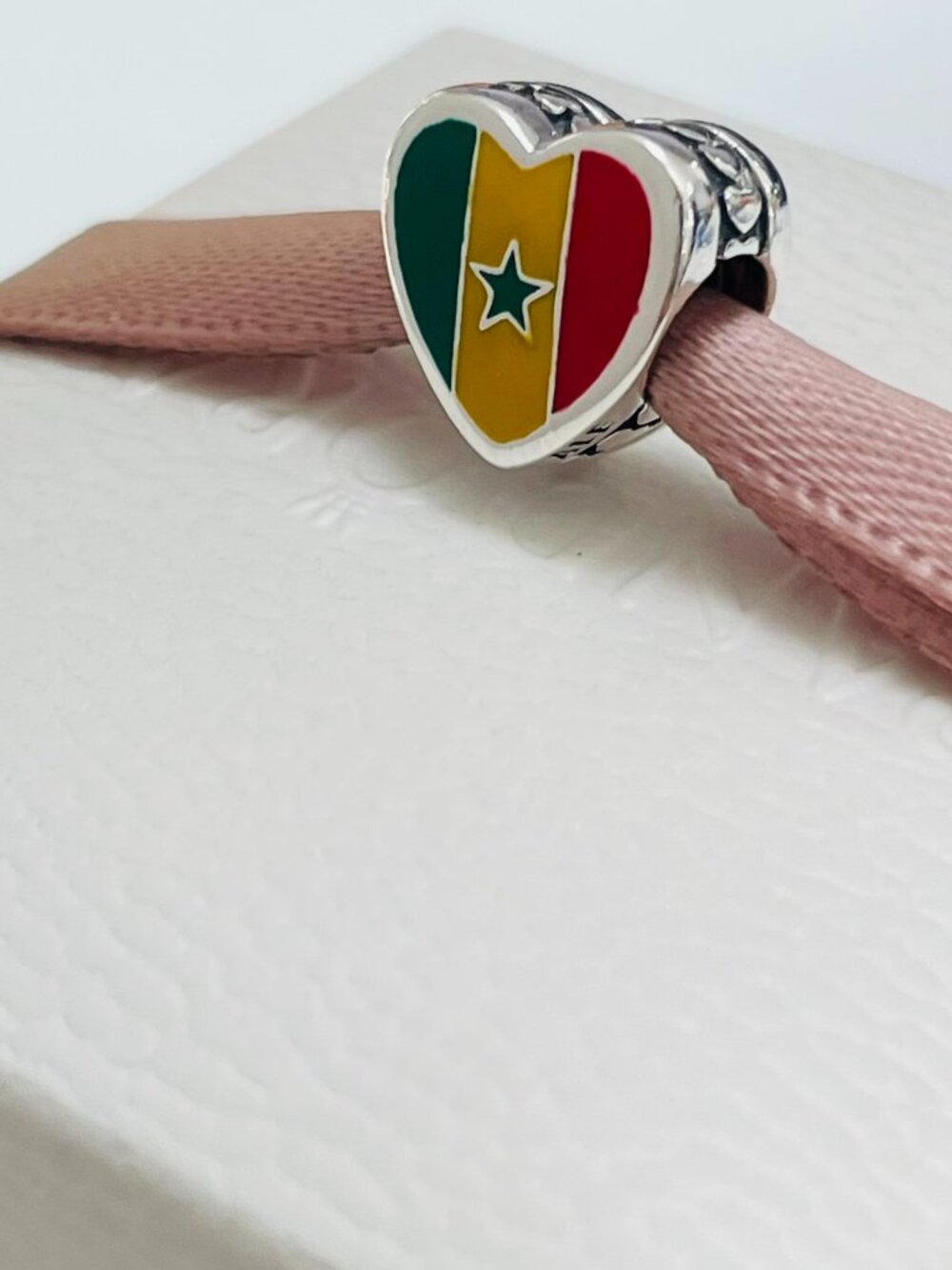 Pandora Senegal Flag Heart Bead Charm Love Senegal Charm Travel Charm